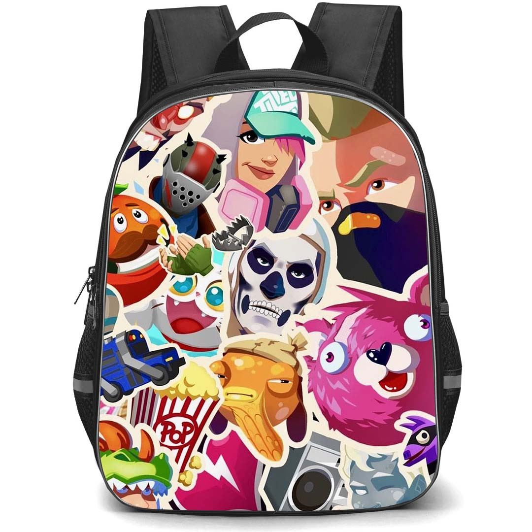 Fortnite School Backpack StudentPack - Fortnite Mania Chibi Sticker Collage