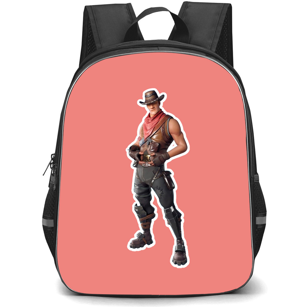 Fortnite School Backpack StudentPack - Frontier Sticker On Pink Background