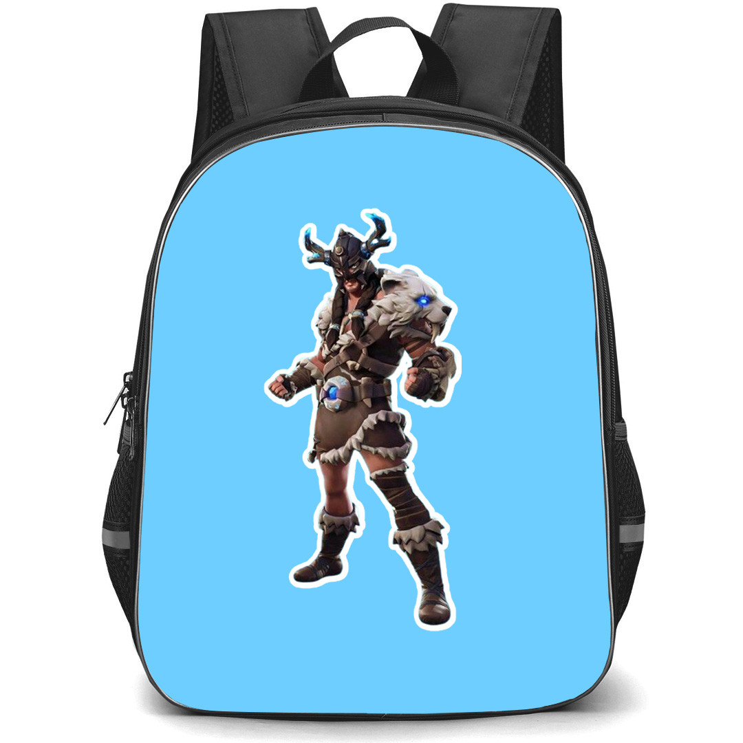 Fortnite Jaeger School Backpack StudentPack - Jaeger Sticker On Blue Background