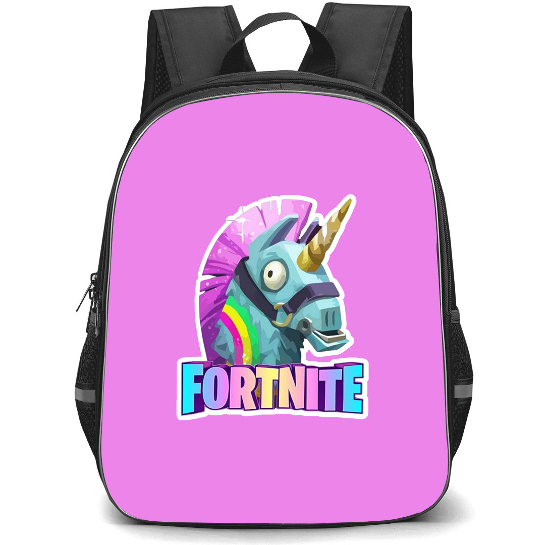 Fortnite Llama Unicorn School Backpack StudentPack - Llama Unicorn Sticker On Pink Background