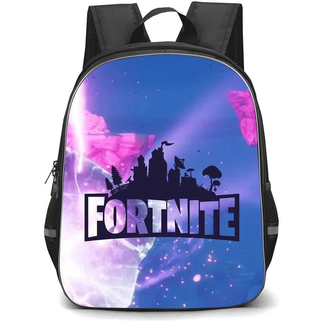 Fortnite School Backpack StudentPack - Fortnite Logo On Blue Pink Background