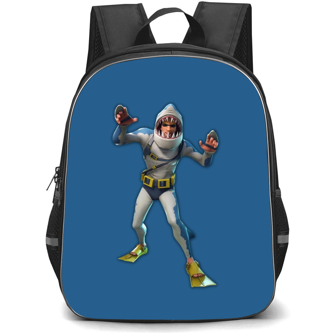 Fortnite Shark School Backpack StudentPack - Shark Sticker On Blue Background