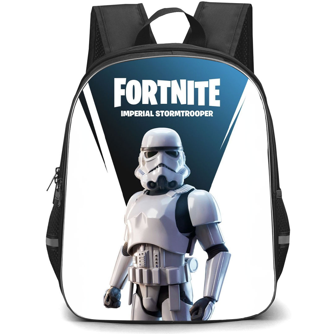 Fortnite Stormtrooper School Backpack StudentPack - Stormtrooper Standing On White Blue Background