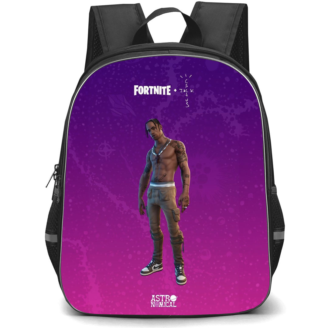 Fortnite Travis Scott School Backpack StudentPack - Travis Scott Standing On Pink Background