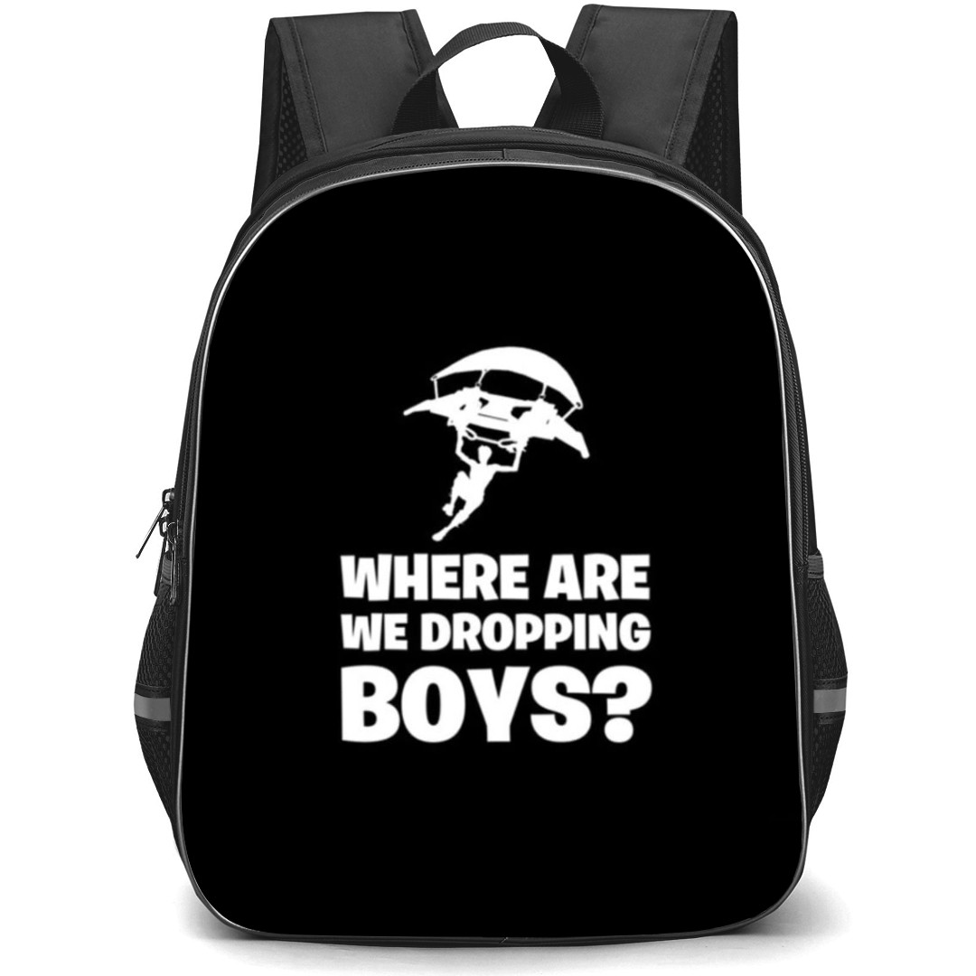 Fortnite Backpack StudentPack - Fortnite Where Are We Dropping Black And White Poster