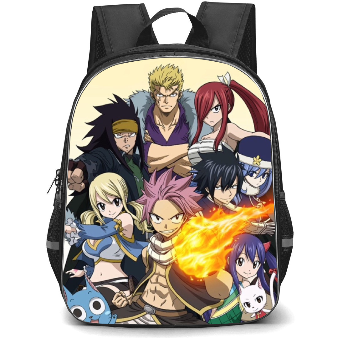 Fairy Tail Backpack StudentPack - Characters Beige Background Minimalist