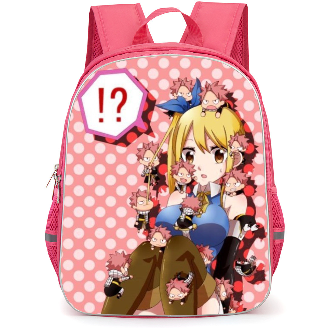 Fairy Tail Lucy Heartfilia Backpack StudentPack - Lucy Heartfilia Pink Polkadots Background