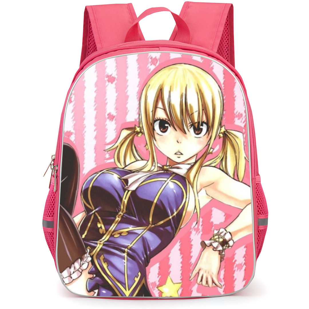 Fairy Tail Lucy Heartfilia Backpack StudentPack - Lucy Heartfilia Pink Stripes Background