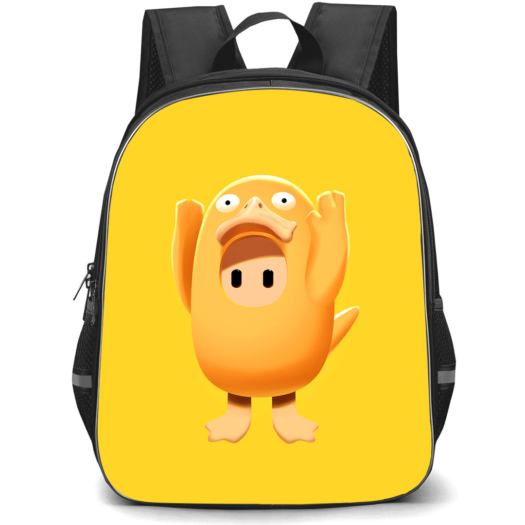 Fall Guys Psyduck Backpack StudentPack - Psyduck Standing On Yellow Background