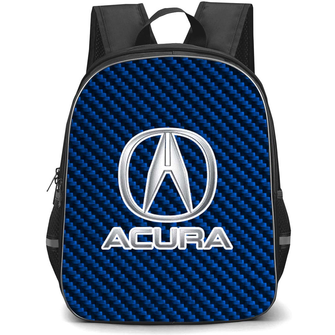 Acura Backpack School Bag StudentPack - Acura Logo On Blue Carbon Fiber Background
