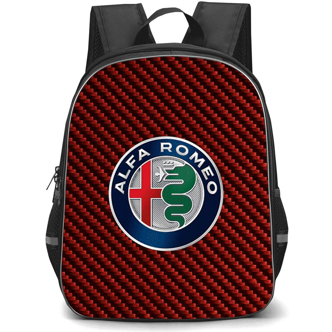 Alfa Romeo Backpack School Bag StudentPack - Alfa Romeo Logo On Red Carbon Fiber Background
