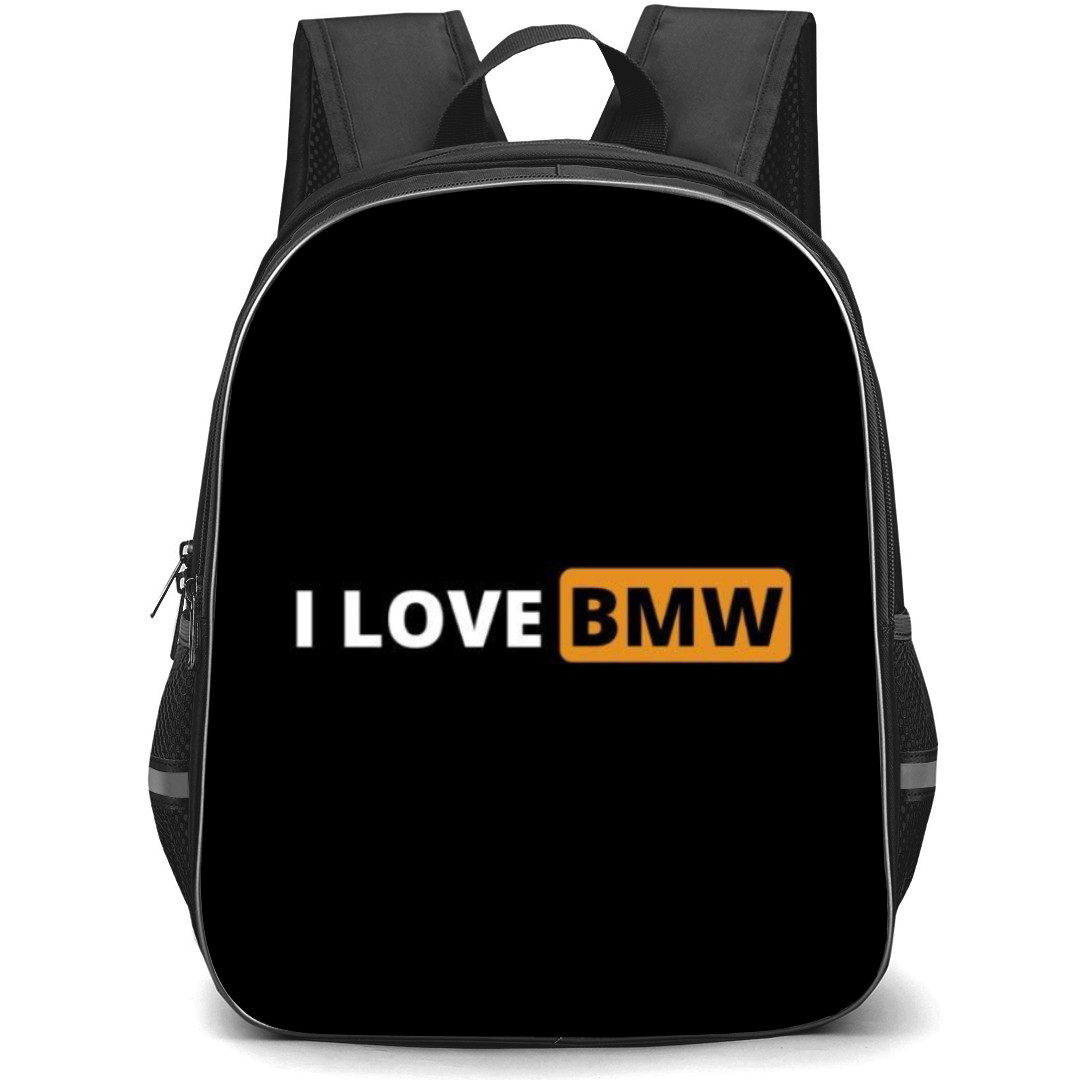 BMW Backpack StudentPack - I Love BMW White Orange Font
