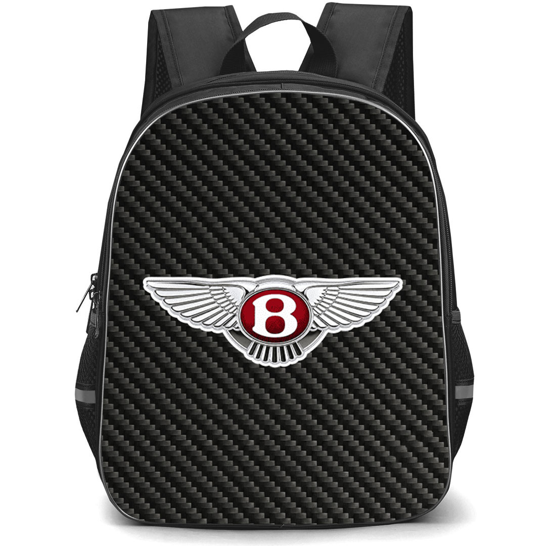 Bentley Arnage Red Label Backpack School Bag StudentPack - Bentley Arnage Red Label Logo On Traditional Black Charcoal Carbon Fiber Background