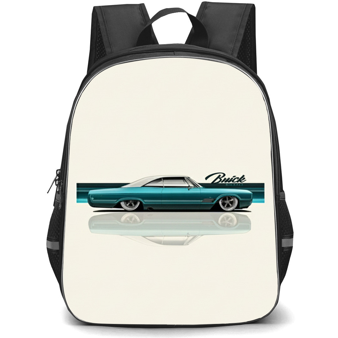 Buick Wildcat Backpack School Bag StudentPack - Buick Wildcat Green Color On Beige Background