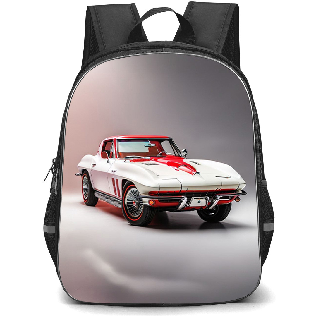 1966 Chevrolet Corvette StingRay Backpack School Bag StudentPack - 1966 Chevrolet Corvette StingRay Retro Poster