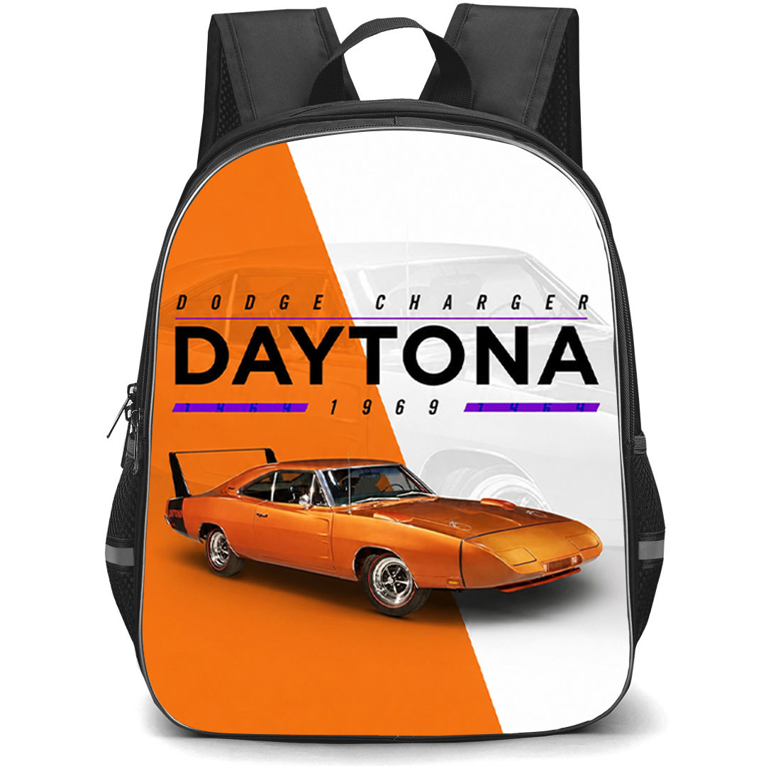 1969 Dodge Charger Backpack School Bag StudentPack - 1969 Dodge Charger Daytona Orange Iconic Muscle Car Poster