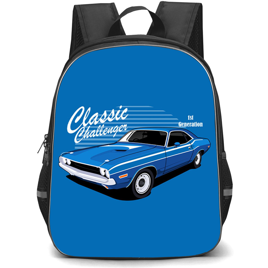 1st Gen Dodge Challenger Backpack School Bag StudentPack - 1st Gen Blue Dodge Challenger Classic Illustration Art Poster