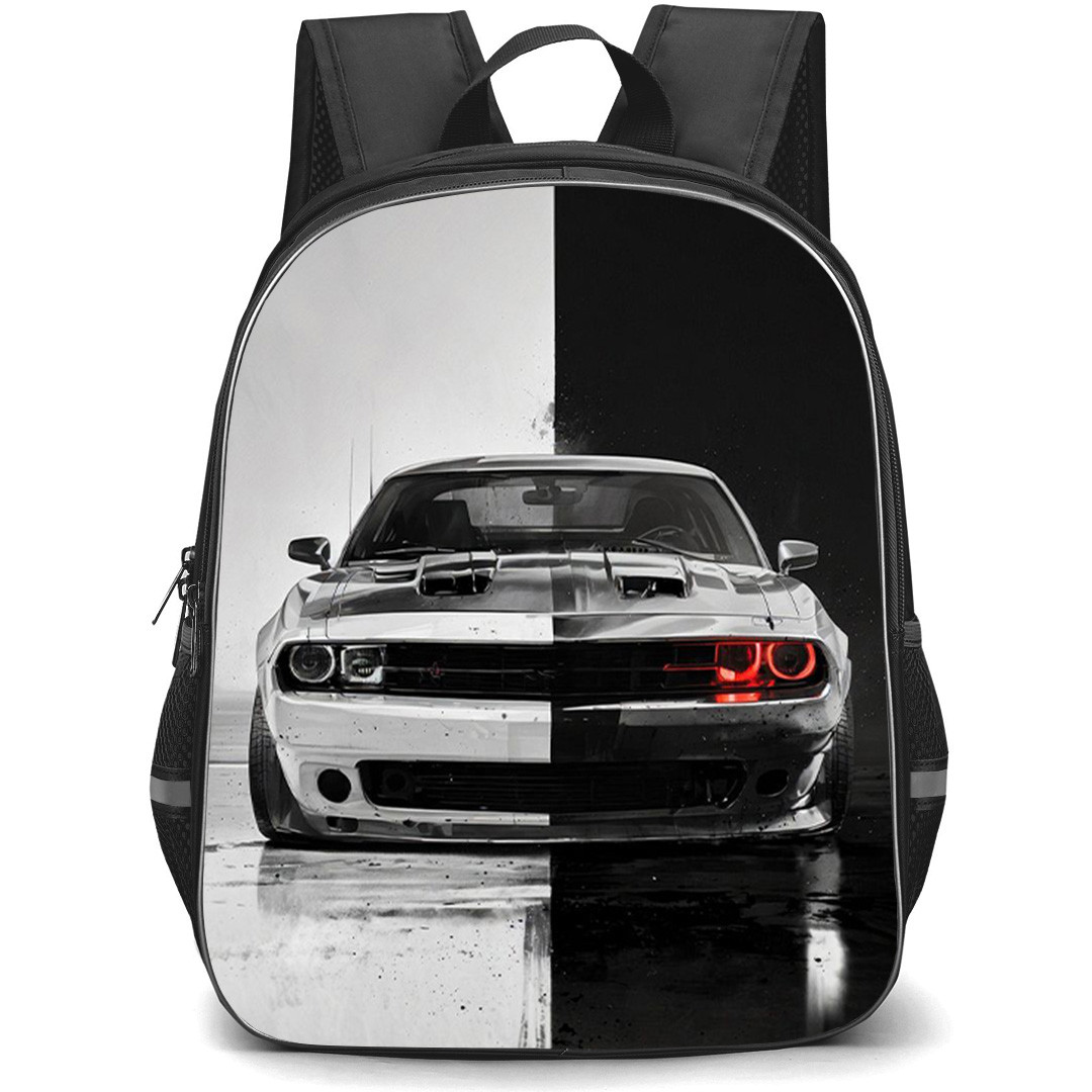 Dodge Challenger Backpack School Bag StudentPack - Dodge Challenger Demon Eyes Greyscale Poster