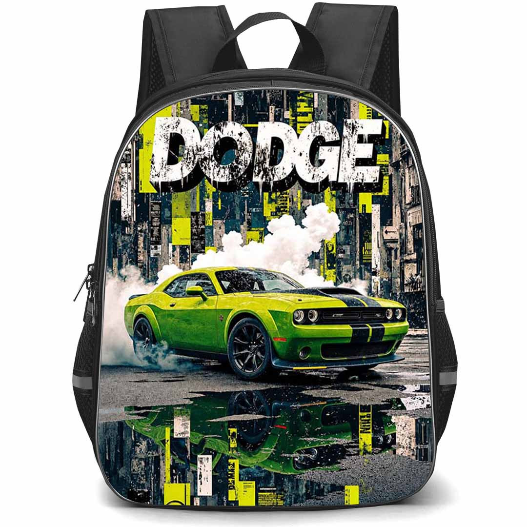 Dodge Challenger Backpack School Bag StudentPack - Dodge Challenger Green Hellcat Street Art Poster