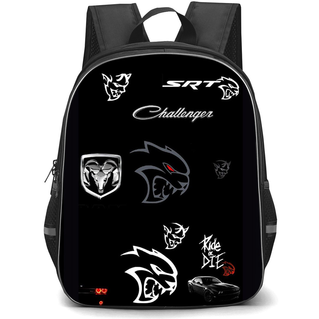Dodge Challenger Hellcat Demon Backpack School Bag StudentPack - Dodge Challenger Hellcat Demon Iconic Badge Collage Poster