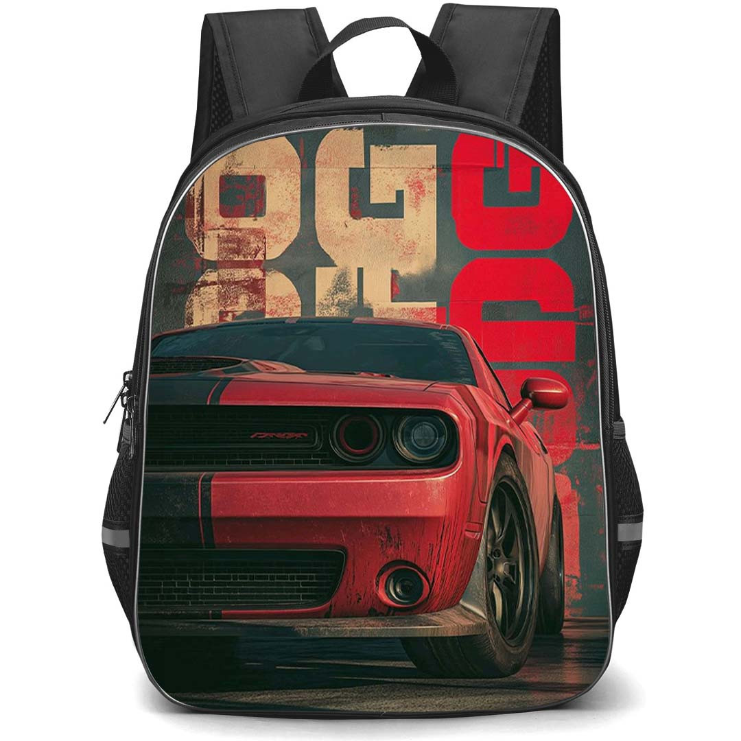 Dodge Challenger SRT Backpack School Bag StudentPack - Dodge Challenger SRT Hellcat Urban Crimson Grunge Poster