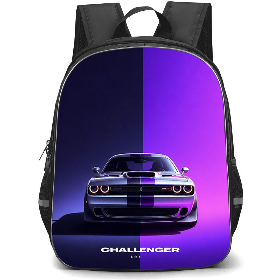 Dodge Challenger SRT Backpack School Bag StudentPack - Dodge Challenger SRT Purple Split Neon Performance Poster