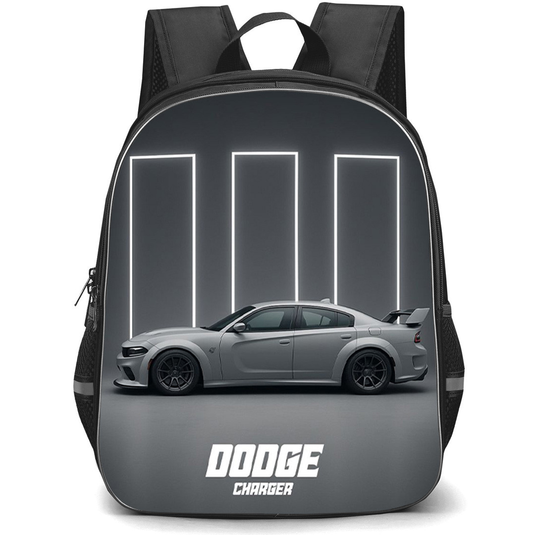 2020 Dodge Charger SRT Hellcat Backpack School Bag StudentPack - 2020 Dodge Charger SRT Hellcat Grey On Neon Background