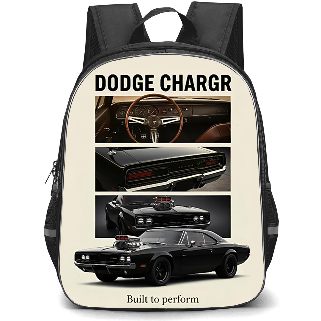 Dodge Charger Backpack School Bag StudentPack - Dodge Charger Classic Noir Retro Poster