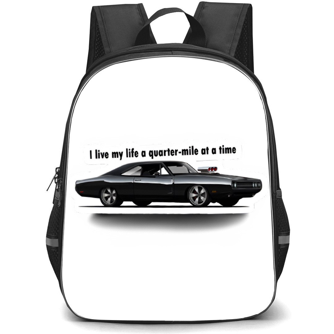 Dodge Charger Backpack School Bag StudentPack - Dodge Charger I Live My Life A Quarter Mile At A Time Quote Sticker