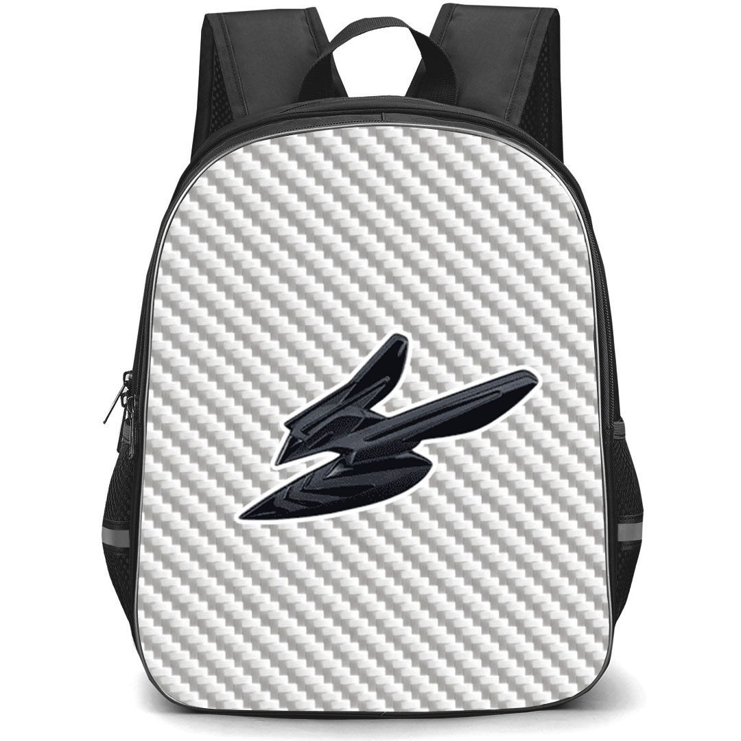 Dodge Hornet Backpack School Bag StudentPack - Dodge Hornet Logo On Silver Carbon Fiber Background