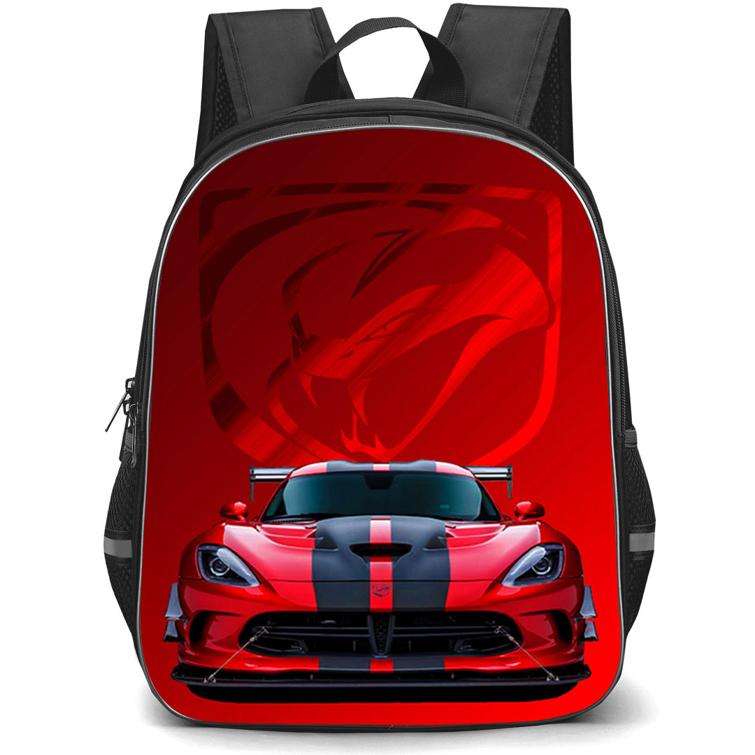 2016 Dodge Viper ACR Backpack School Bag StudentPack - 2016 Dodge Viper ACR On Red Logo Background