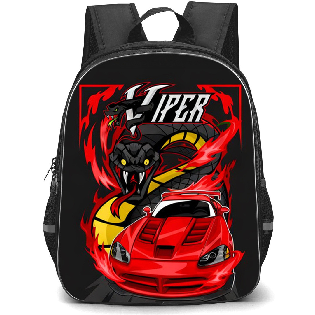 Dodge Viper Backpack School Bag StudentPack - Dodge Viper Red Illustration Art On Dark Background