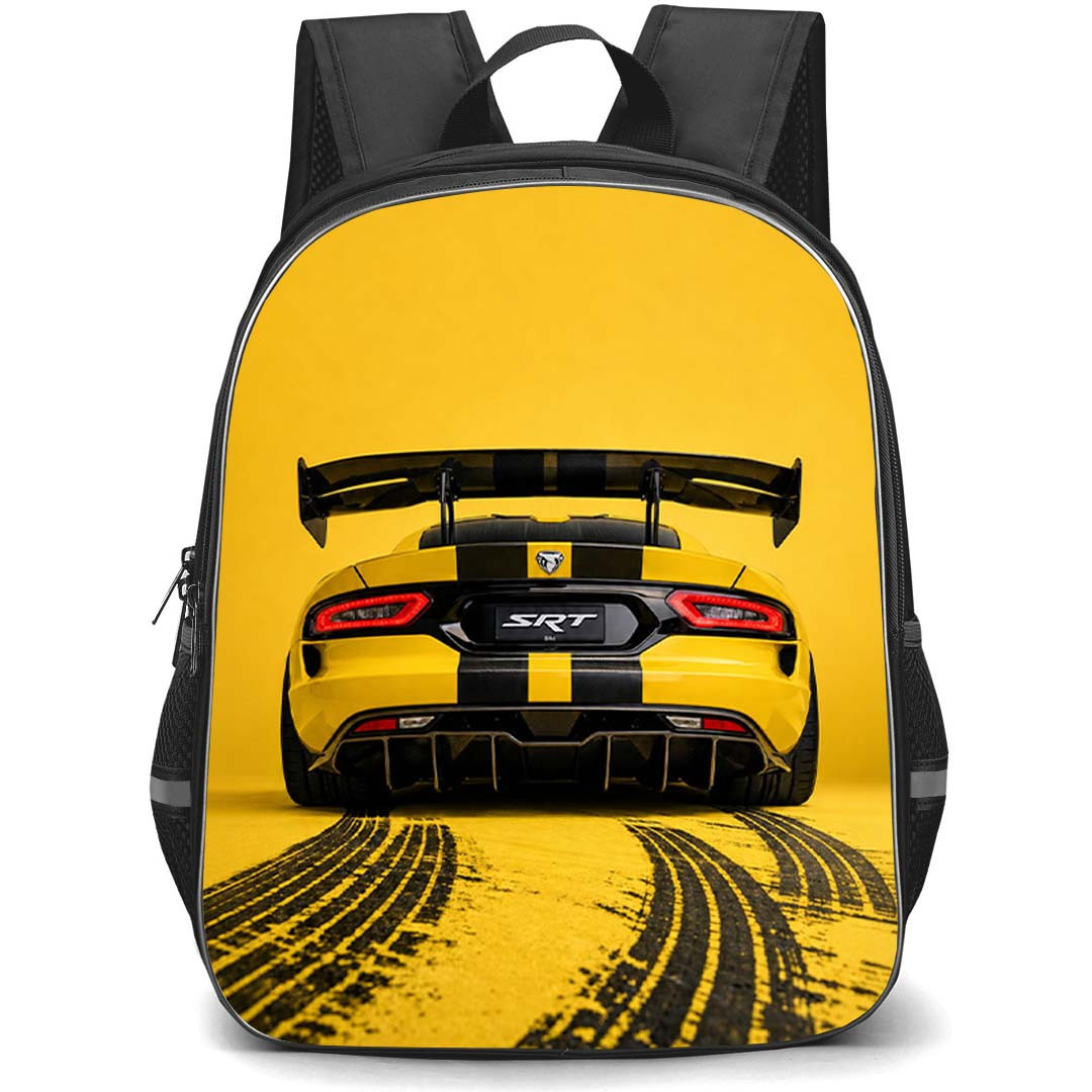 Dodge Viper SRT Backpack School Bag StudentPack - Dodge Viper SRT Rear Wing Yellow Black Racing Poster