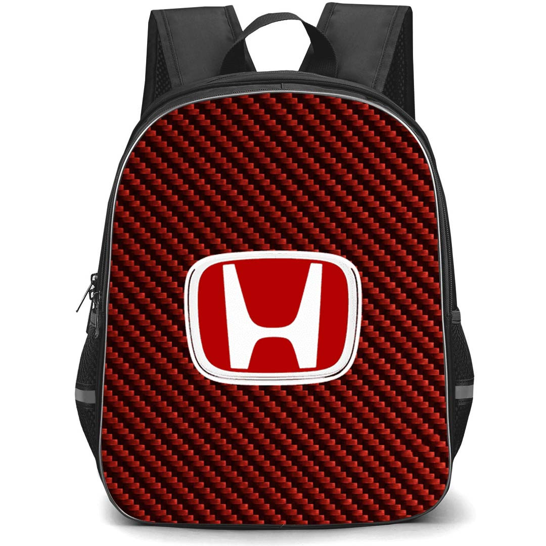 Honda Civic Type R Backpack School Bag StudentPack - Honda Civic Type R Logo On Red Carbon Fiber Background
