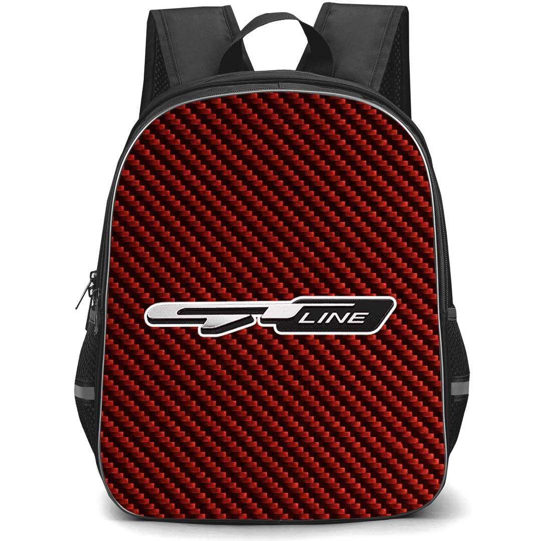 Kia Sportage GT-Line Backpack School Bag StudentPack - Kia Sportage GT-Line Logo On Red Carbon Fiber Background