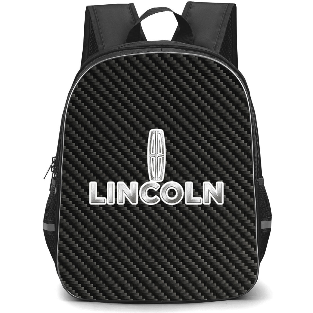 Lincoln Backpack School Bag StudentPack - Lincoln Logo On Traditional Black Charcoal Carbon Fiber Background