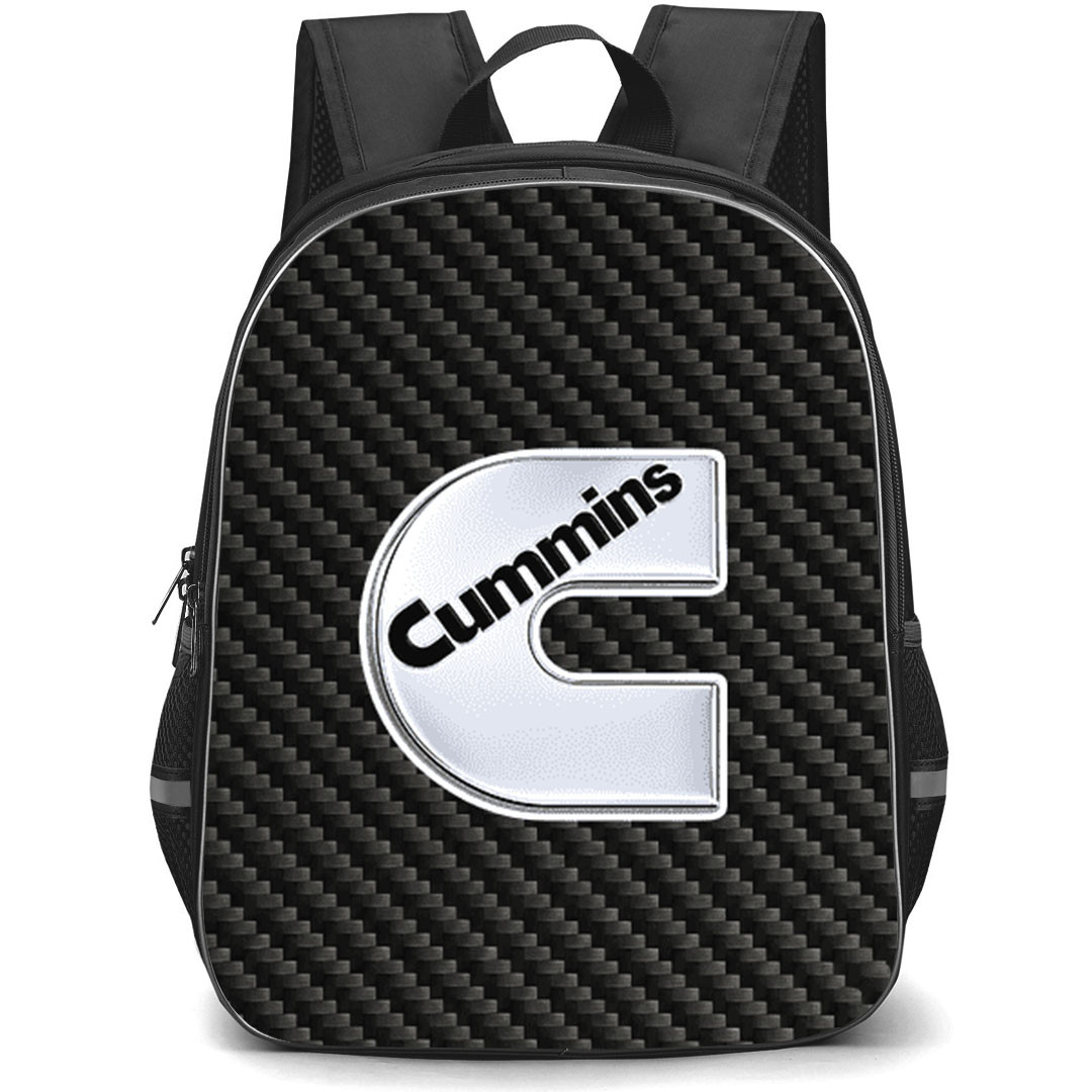 Nissan Titan Cummins Backpack School Bag StudentPack - Nissan Titan Cummins Logo On Traditional Black Charcoal Carbon Fiber Background