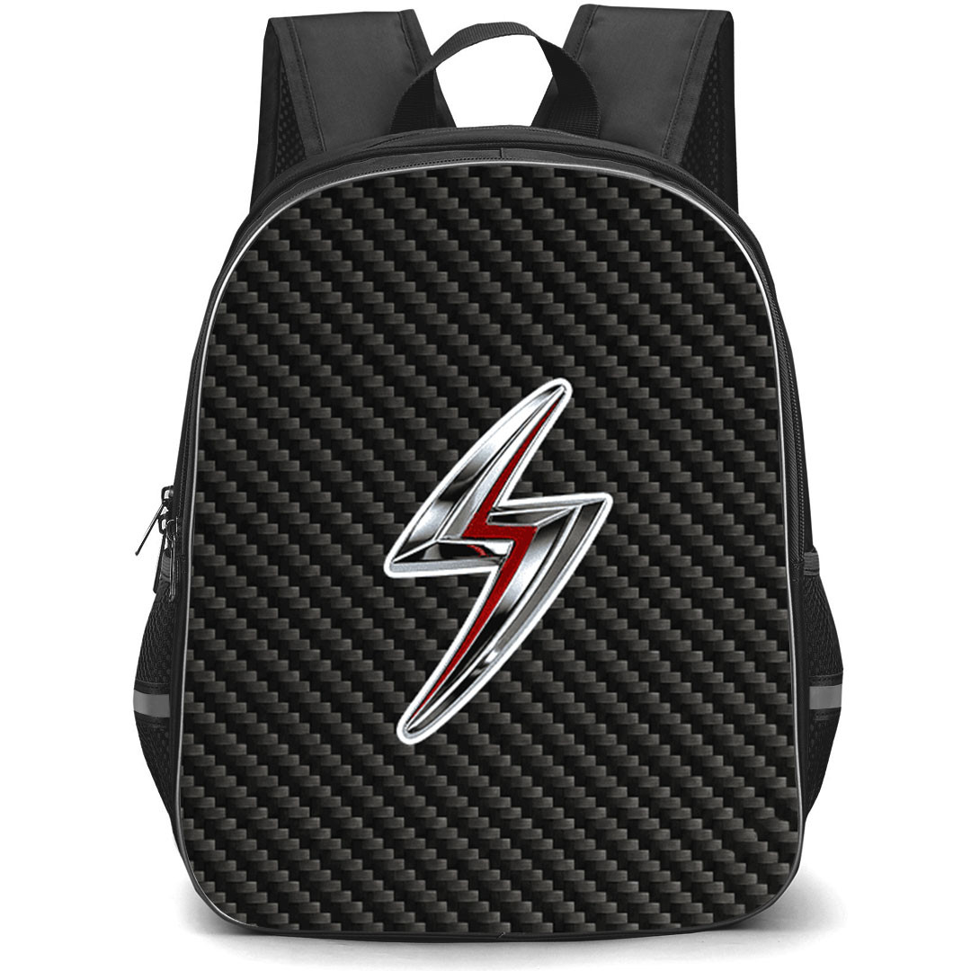 Nissan Silvia Backpack School Bag StudentPack - Nissan Silvia Logo On Traditional Black Charcoal Carbon Fiber Background
