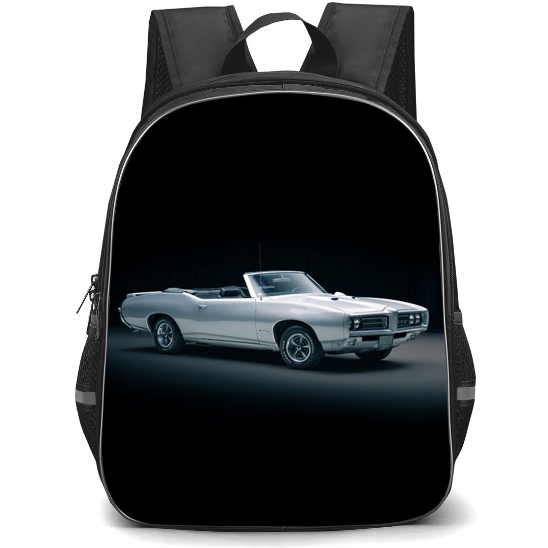 Pontiac Backpack School Bag StudentPack - Pontiac GTO Convertible 1969 On Dark Background