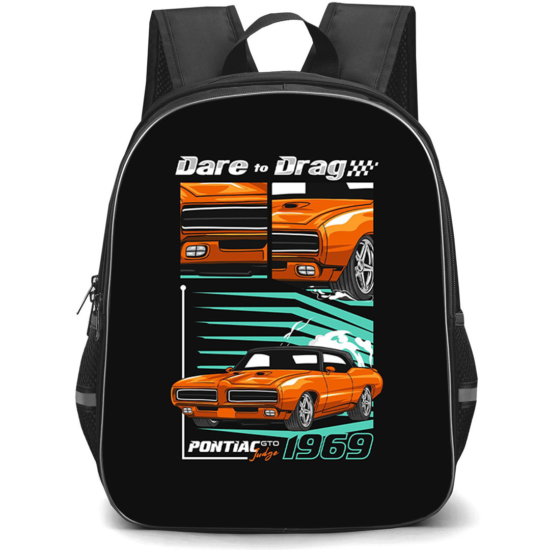 Pontiac Backpack School Bag StudentPack - Pontiac GTO Judge 1969 Dare To Drag Illustration Art Poster