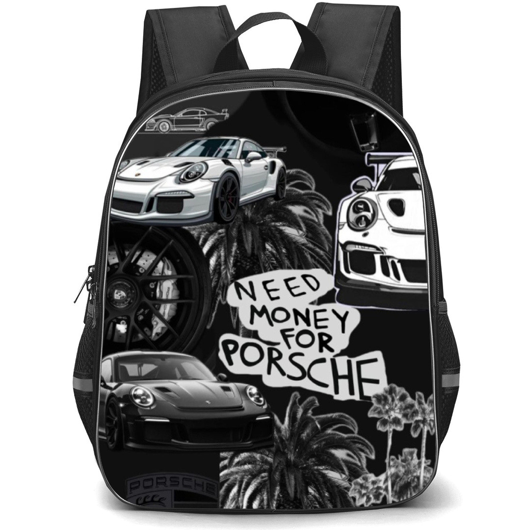 Porsche Backpack StudentPack - Need Money for Porsche Black and White