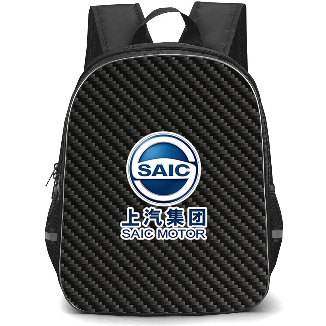 Shangen SAIC Motor Backpack School Bag StudentPack - Shangen SAIC Motor Logo On Traditional Black Charcoal Carbon Fiber Background