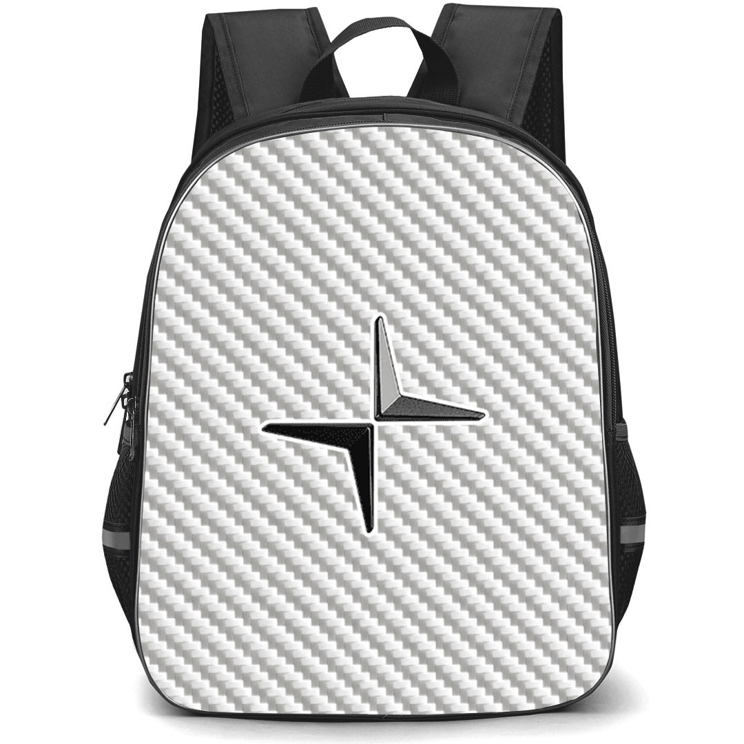 Volvo S60 Polestar Engineered Backpack School Bag StudentPack - Volvo S60 Polestar Engineered Logo On Silver Gray Carbon Fiber Background