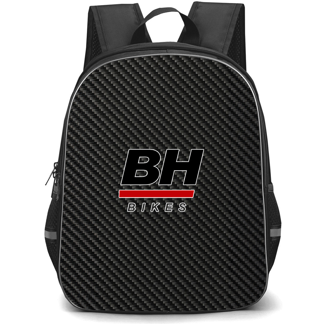 BH Bikes Backpack School Bag StudentPack - BH Bikes Bike Brand Logo On Carbon Fiber Background