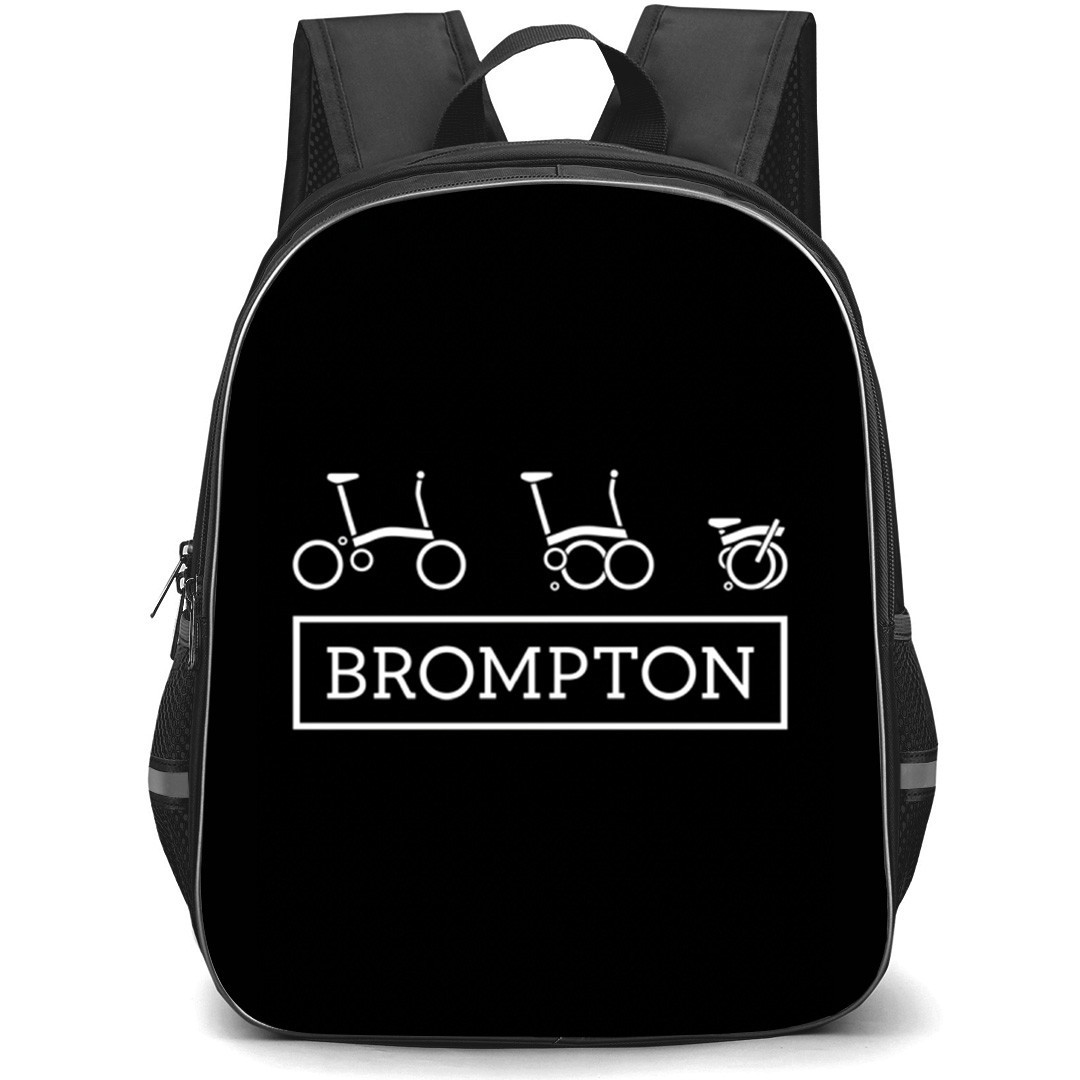 Brompton Backpack School Bag StudentPack - Brompton Bicycle Brand Logo On Black Background