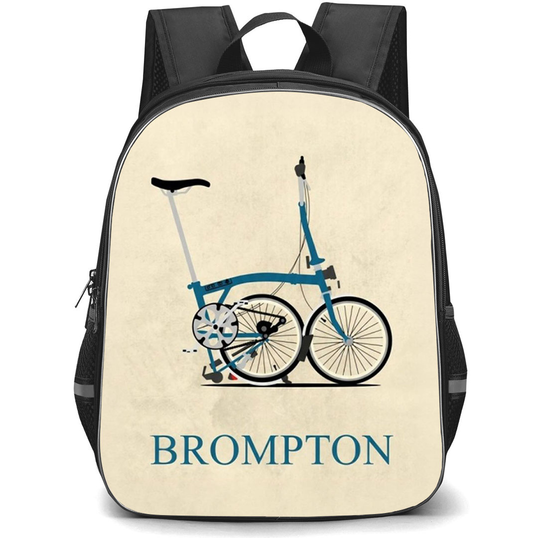 Brompton Backpack School Bag StudentPack - Brompton Retro Fold Bicycle Poster