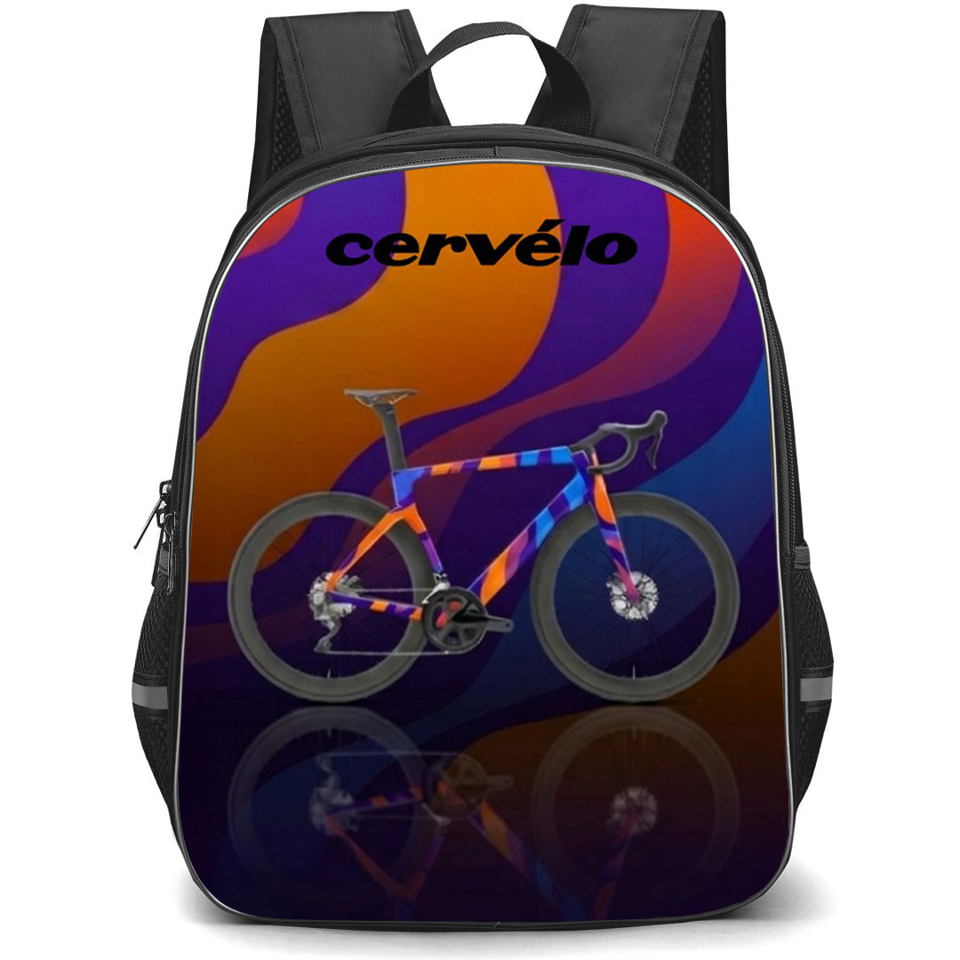 Cervelo Backpack School Bag StudentPack - Cervelo Vibrant Purple Blue Orange Swirl Wave Cycling Poster