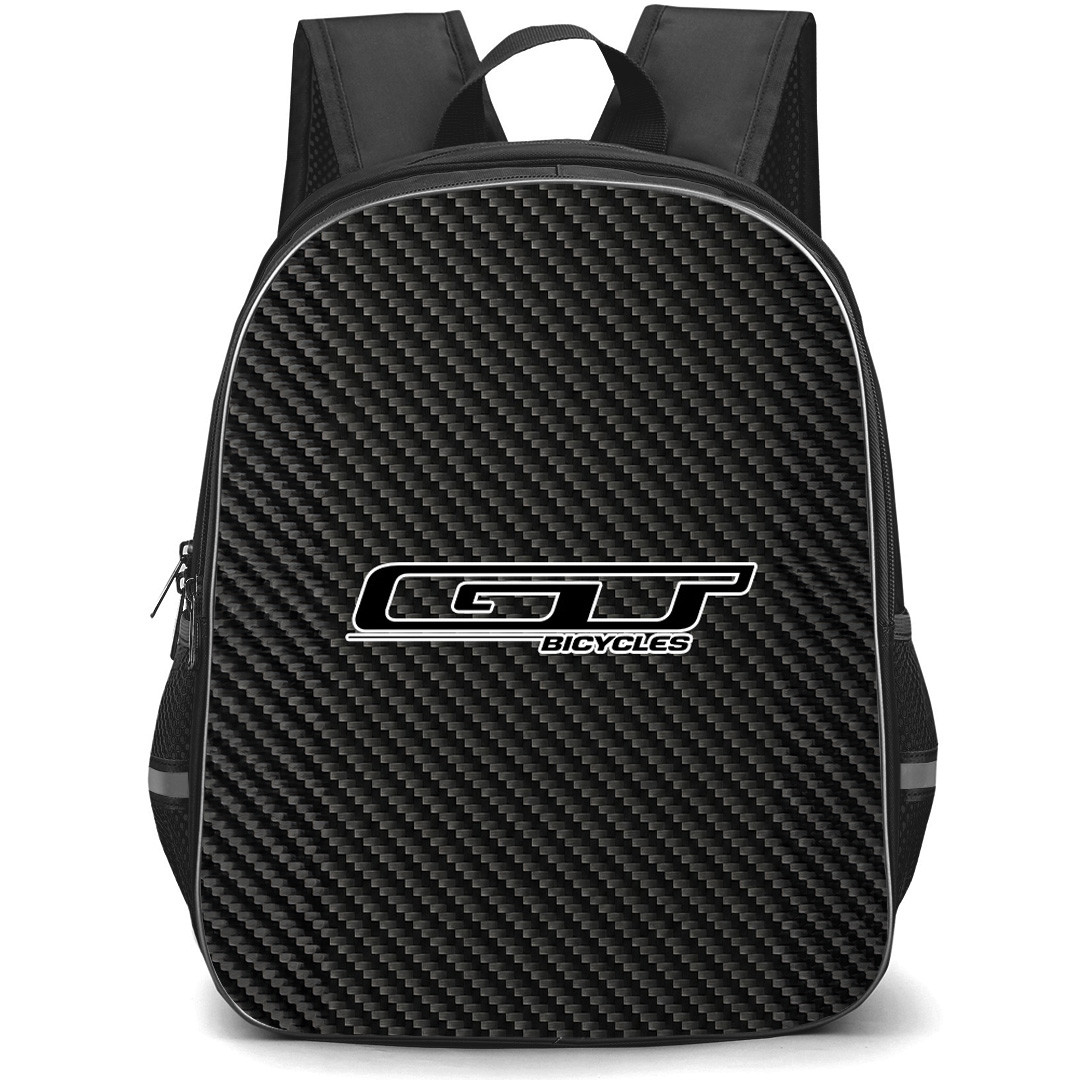 GT Bicycle Backpack School Bag StudentPack - GT Bicycle Bike Brand Logo On Carbon Fiber Background