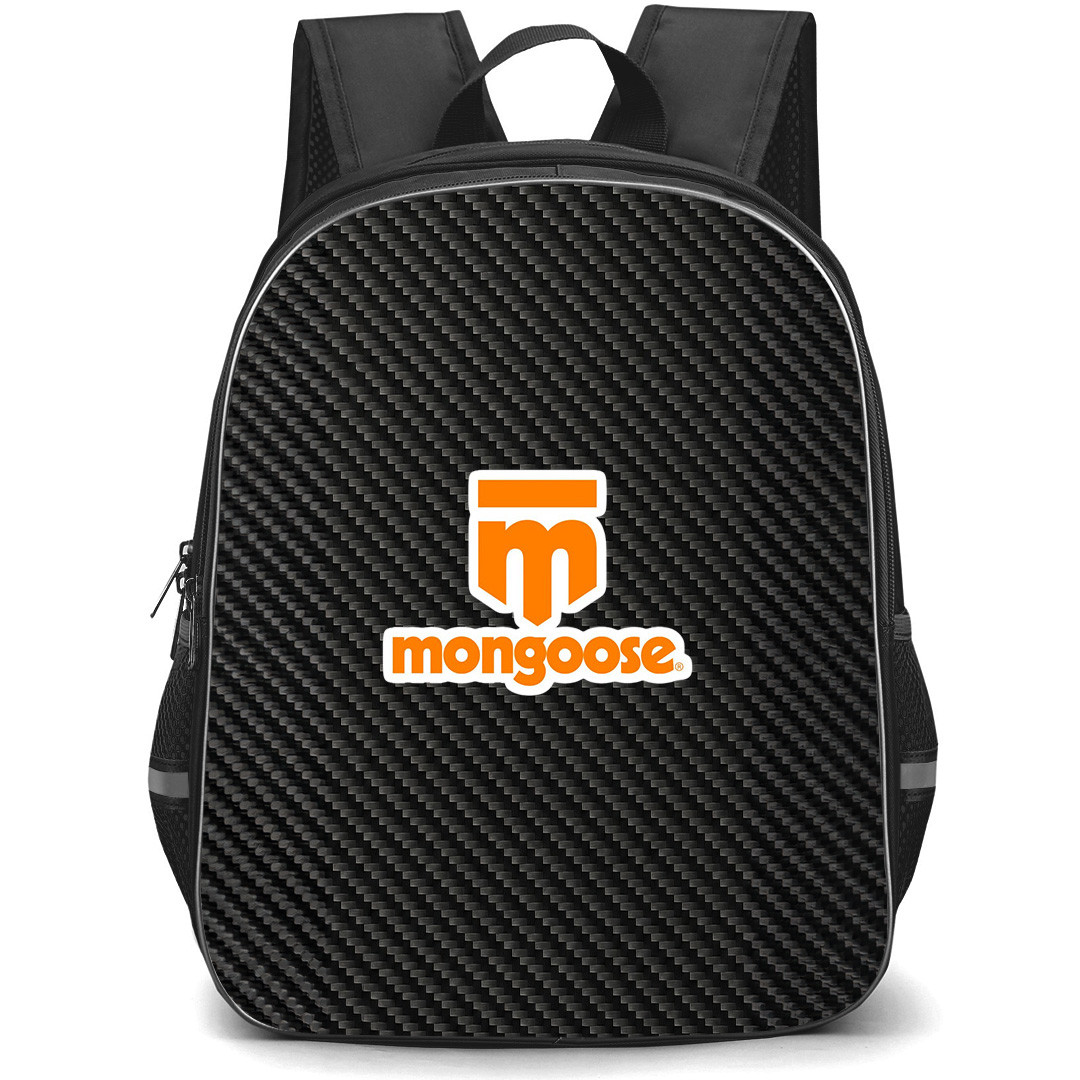 Mongoose Backpack School Bag StudentPack - Mongoose Bike Brand Logo On Carbon Fiber Background