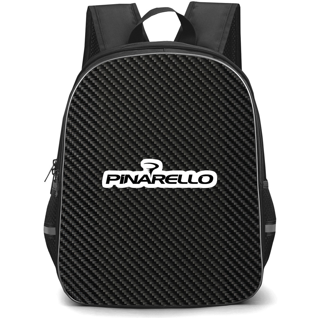 Pinarello Backpack School Bag StudentPack - Pinarello Bike Brand Logo On Carbon Fiber Background